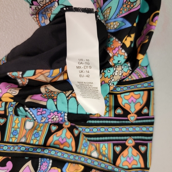 Sunshine 79 Women's Bandeau Mio One Piece Swimsuit Multi Paisley Patchwork Sz 10 - Picture 7 of 7